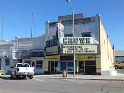 The Crown Theatre from across the street, with the Silver Dollar Steakhouse on the left.